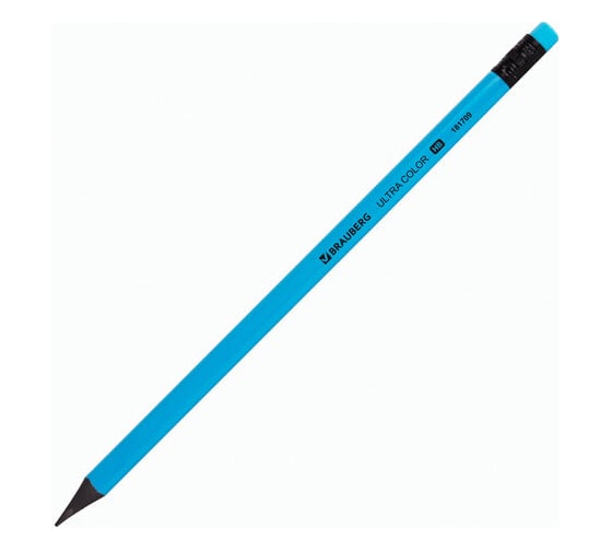 Набор чернографитных карандашей BRAUBERG Ultra Color 4 шт, Hb, с ластиком, пластиковые 181709