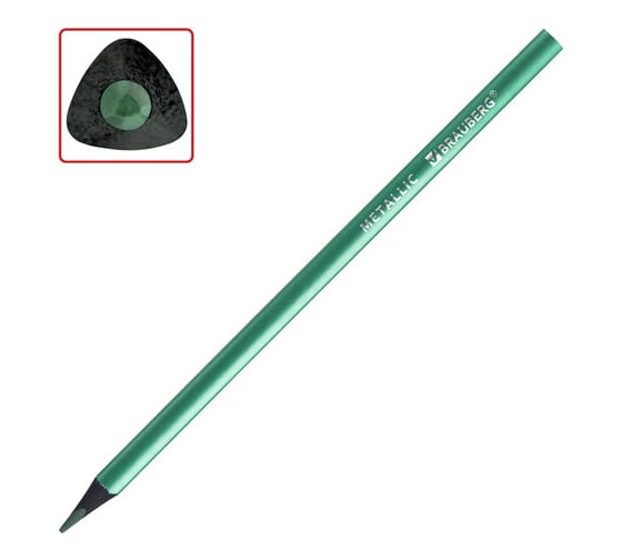 Цветные карандаши BRAUBERG Metallic, 12 цветов металлик, черное дерево, трехгранные 181853