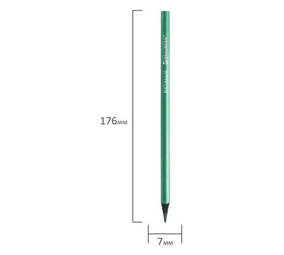 Цветные карандаши BRAUBERG Metallic, 12 цветов металлик, черное дерево, трехгранные 181853