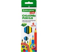 Цветные карандаши BRAUBERG утолщенные Kids 6 цветов, грифель 5 мм 181877