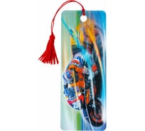 Закладка для книг BRAUBERG Мотогонки 3D, объемная, с декоративным шнурком-завязкой 125769