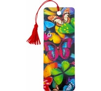 Закладка для книг Бабочки 3D BRAUBERG, объемная c движением, с декоративным шнурком-завязкой 6 шт 125748