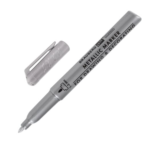 Маркер для декорирования и рисования BRAUBERG Art Metallic серебристый, линия письма 1-3 мм 152439