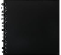 Скетчбук BRAUBERG белая бумага 160 г/м2, 190x190 мм, 60 листов, гребень, твёрдая черная обложка, Art 115074