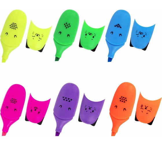 Набор текстовыделителей BRAUBERG Kids Cute Cats Neon мини 6 цветов, линия 1-5 мм 152435