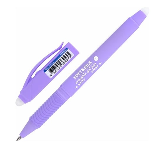 Стираемая гелевая ручка BRAUBERG Soft silk Pastel с грипом, синяя, корпус ассорти, узел 0.7 мм 143934