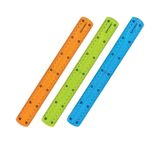 Линейка BRAUBERG Flex 30 см, гибкая, пластиковая, ассорти, европодвес 210675
