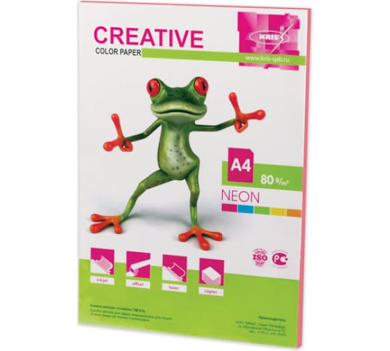 Цветная бумага CREATIVE Color А4, 80 г/м2, 50 листов, неон, розовая, Бнpr-50р 110514 1