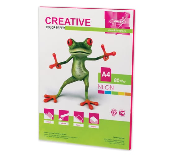 Цветная бумага CREATIVE Color А4, 80 г/м2, 50 листов, неон, малиновая, Бнpr-50м 110515
