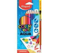 Акварельные цветные карандаши MAPED Color'Peps, 12 цветов + кисть, 2,9 мм, европодвес 836011 180888