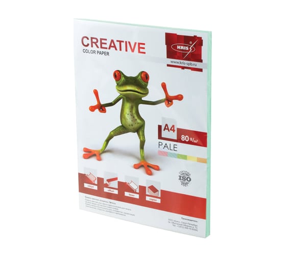 Цветная бумага CREATIVE Color А4, 80 г/м2, 100 листов, пастель, зеленая, Бпpr-100з 110500