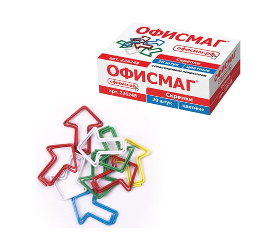 Скрепки ОФИСМАГ Стрелка, 30 мм, 20 шт, в картонной коробке 226248