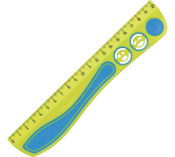 Линейка MAPED Kidy'Grip, 20 см, пластиковая с резиновыми вставками, нескользящая, с трафаретами 278710 210638