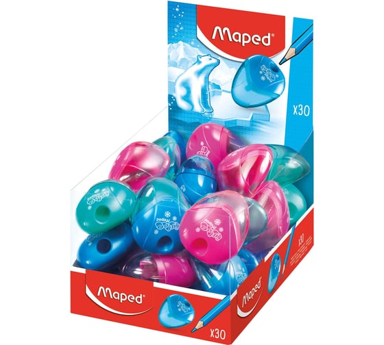 Точилка MAPED I-Gloo, с контейнером, ассорти, дисплей (30 шт) 534754 223173