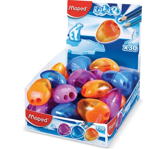 Точилка MAPED I-Gloo, 2 отверстия, с контейнером, ассорти, дисплей 534756 224962
