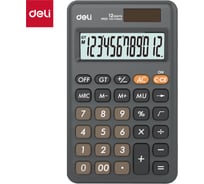 Калькулятор DELI настольн.компакт. em120,12р, дв. пит, 118x70мм,темно-серый,  EM120BLACK
