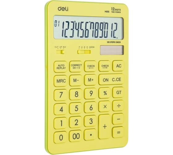 Настольный компактный калькулятор DELI touch em01551, 12 разрядный, двойное питание, желтый 1407150