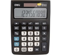 Настольный компактный калькулятор DELI e1238black, 12 разрядный, двойное питание, серый 1407147