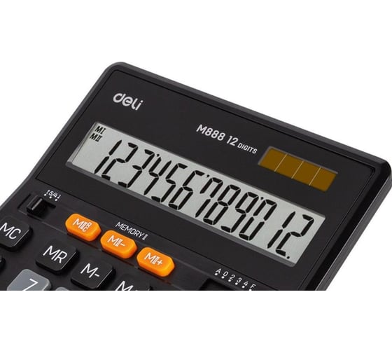 Калькулятор DELI настольный полноразмерный 888, 12р,дв.питание, черн. EM888
