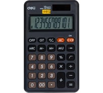 Настольный компактный калькулятор DELI em120,12 разрядный, двойное питание, 118x70 мм, темно-серый 1552689