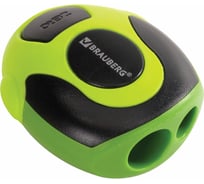 Точилка для чернографитных карандашей BRAUBERG Sirius 2 отверстия, резиновый упор, ассорти 223590