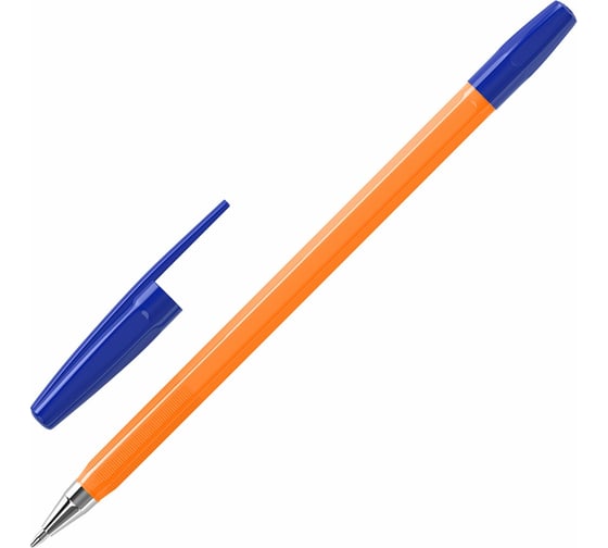 Шариковые ручки BRAUBERG M-500 Orange набор 4 шт, синие, узел 0.7 мм, линия письма 0.35 мм 143950