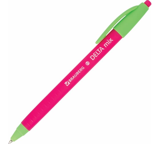 Шариковая ручка BRAUBERG Delta Mix масляная, автоматическая, синяя, корпус soft-touch ассорти, узел 0.7 мм, линия письма 0.35 мм 143340