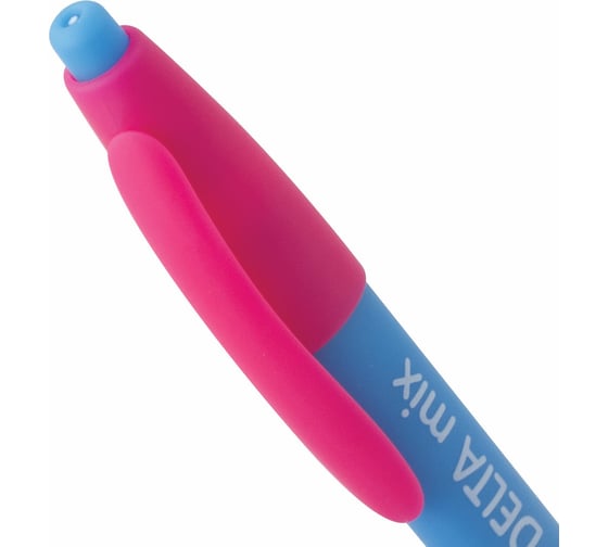 Шариковая ручка BRAUBERG Delta Mix масляная, автоматическая, синяя, корпус soft-touch ассорти, узел 0.7 мм, линия письма 0.35 мм 143340