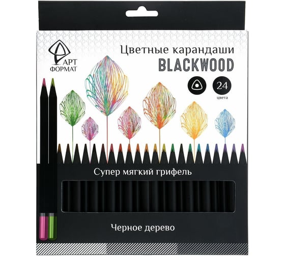 Набор цветных карандашей АРТформат Blackwood 24 цв. трехгран. корп. дерев. карт.уп. AF03-051-24
