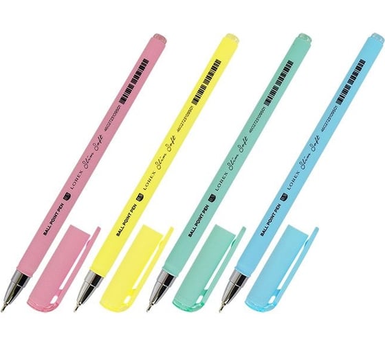 Набор шариковых ручек LOREX PASTEL SLIM SOFT синий 1 цвет, 0,5 мм 4 шт круглый корпус ultra-soft touch игольчатый наконечник LXOPSS-PS1-4p 1
