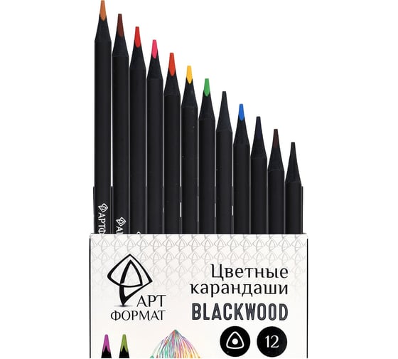 Набор цветных карандашей АРТформат Blackwood 12 цв. кругл. корп. дерев. карт.уп. AF03-051-12