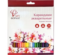 Набор акварельных карандашей АРТформат 24 цв. трехгран. корп. дерев. карт.уп. AF03-041-24