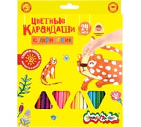 Набор цветных карандашей Каляка-Маляка ПРЕМИУМ утолщенные 24 цв. трехгран. корп. дерев. карт.уп. супермягкий грифель КМКМ24