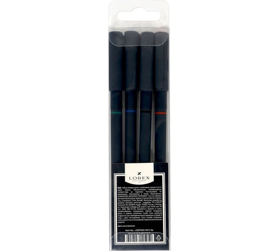 Набор гелевых ручек LOREX MONOCHROME SLIM SOFT GRIP 0,5 мм ассорти 4 шт грип LXGPSSG-MC1-4p