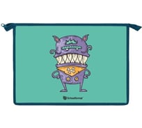 Папка для тетрадей Schoolformat 1 отделение А4 ВЫСТАВКА МОНСТРОВ 235x230x55 молния, пластик, морской волны, универсальный ПТПМА4-ВМ