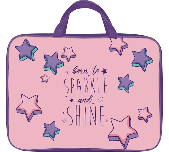 Папка для труда Schoolformat с ручкой А4 SHINE BRIGHT 330x265x60 полиэстер, синий, для девочек ПТРТМР-ШНБ 1