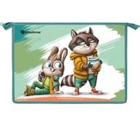 Папка для труда Schoolformat А4 ВЕСЕЛЫЕ ЗВЕРЯТА 325x230x100 картон, полиэстер, зеленый, универсальный ПТРКМ-ВЗВ