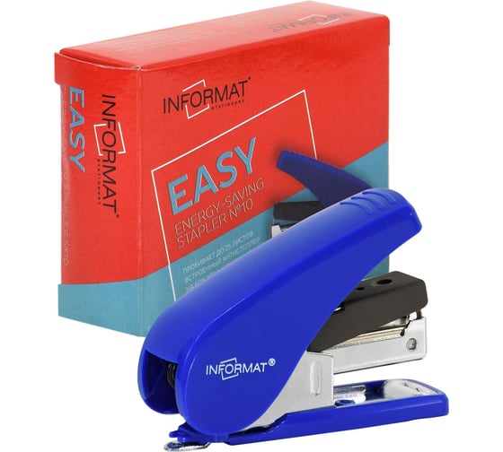 Энергосберегающий степлер INFORMAT EASY до 25 листов № 10 синий SE10-25L