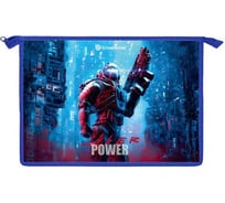 Папка для тетрадей Schoolformat 1 отделение А4 КИБЕР РЫЦАРИ 235x230x55 молния, пластик, синий, для мальчиков ПТПМА4-КР