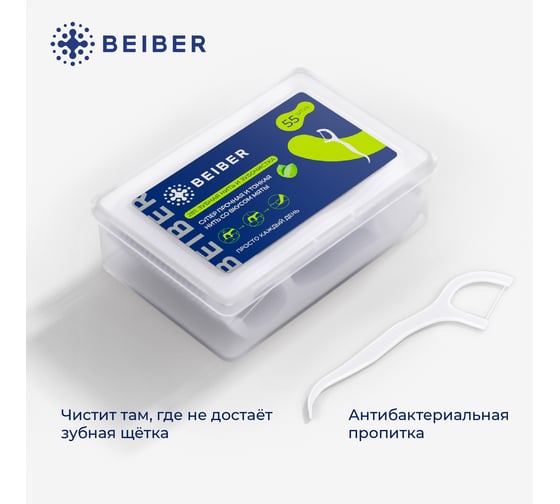Зубочистки с нитью BEIBER 55 шт. флоссеры Floss(55)