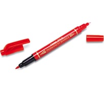 Перманентный маркер Pentel Pen Twin Tip New для CD, 0.3 - 1.2 мм, пулевидный, 12 шт., 2-х сторонний, красный 610010