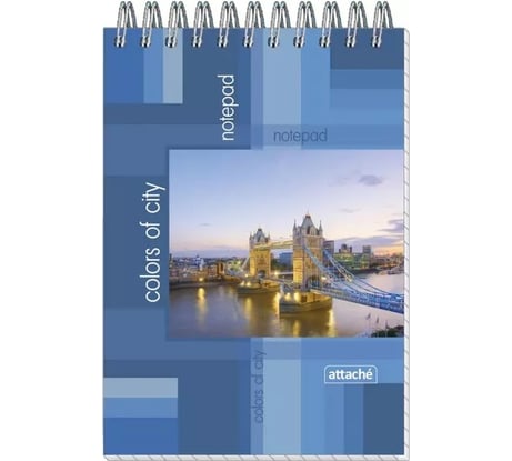 Блокнот Attache Economy Города А6 40 листов разноцветный в клетку на спирали, 105x145 мм 54037