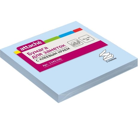 Стикеры Attache Z-сложения 76x76 мм пастельные голубые для диспенсера, 1 блок, 100 листов 1141106