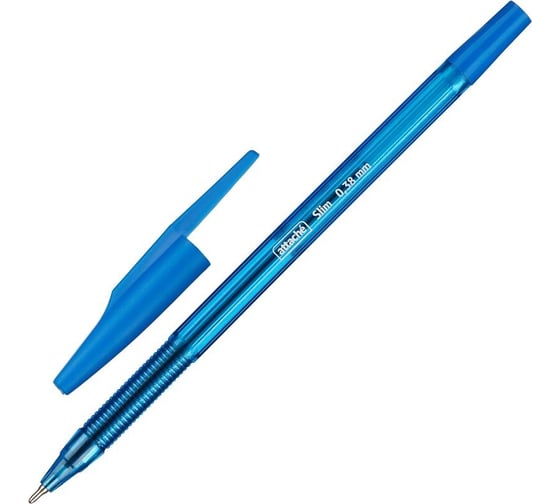 Шариковая ручка Attache Slim синяя, полупрозрачный корпус, 0.38 мм 1258564