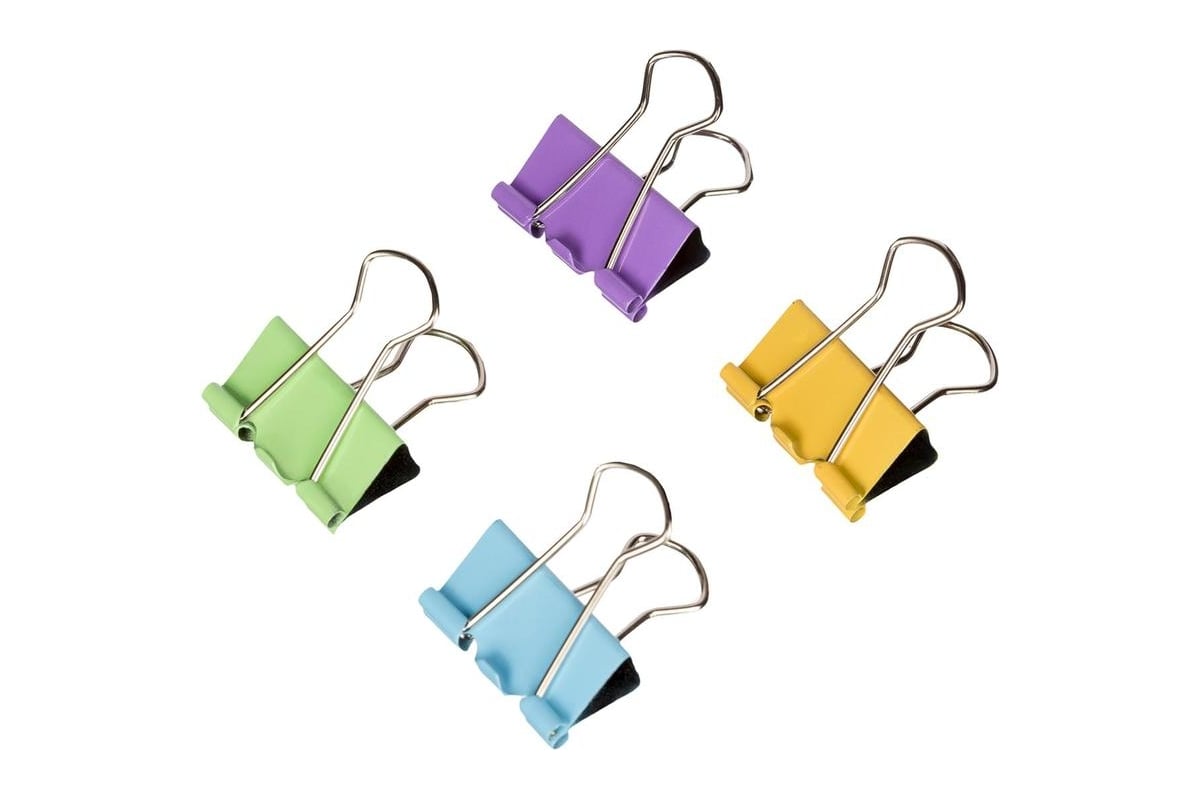 Зажимы для бумаг Attache Bright Colours 25 мм, цветные, 12 шт в ...