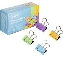 Зажимы для бумаг Attache Bright Colours 25 мм, цветные, 12 шт в упаковке в картонной коробке, 12 упаковок 1384138