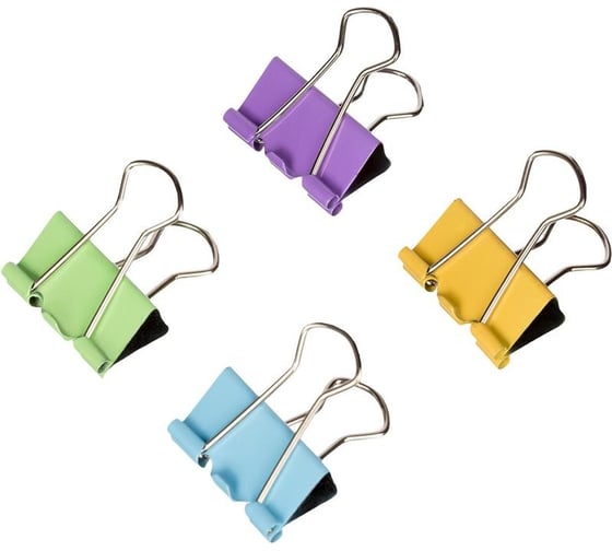 Зажимы для бумаг Attache Bright Colours 25 мм, цветные, 12 шт в упаковке в картонной коробке, 12 упаковок 1384138