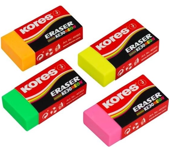 Ластик Kores ПВХ, прямоугольный, 40x21x10 мм 1024555