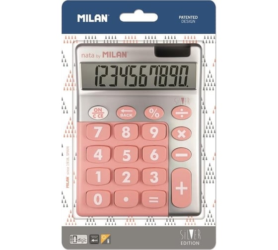 Настольный калькулятор Milan 159906SLPBL Silver компактный, 10 разрядов, розовый, блистер 1467005