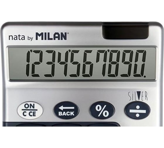 Настольный калькулятор Milan 159906SLBBL Silver компактный, 10 разрядов, синий, блистер 1467004